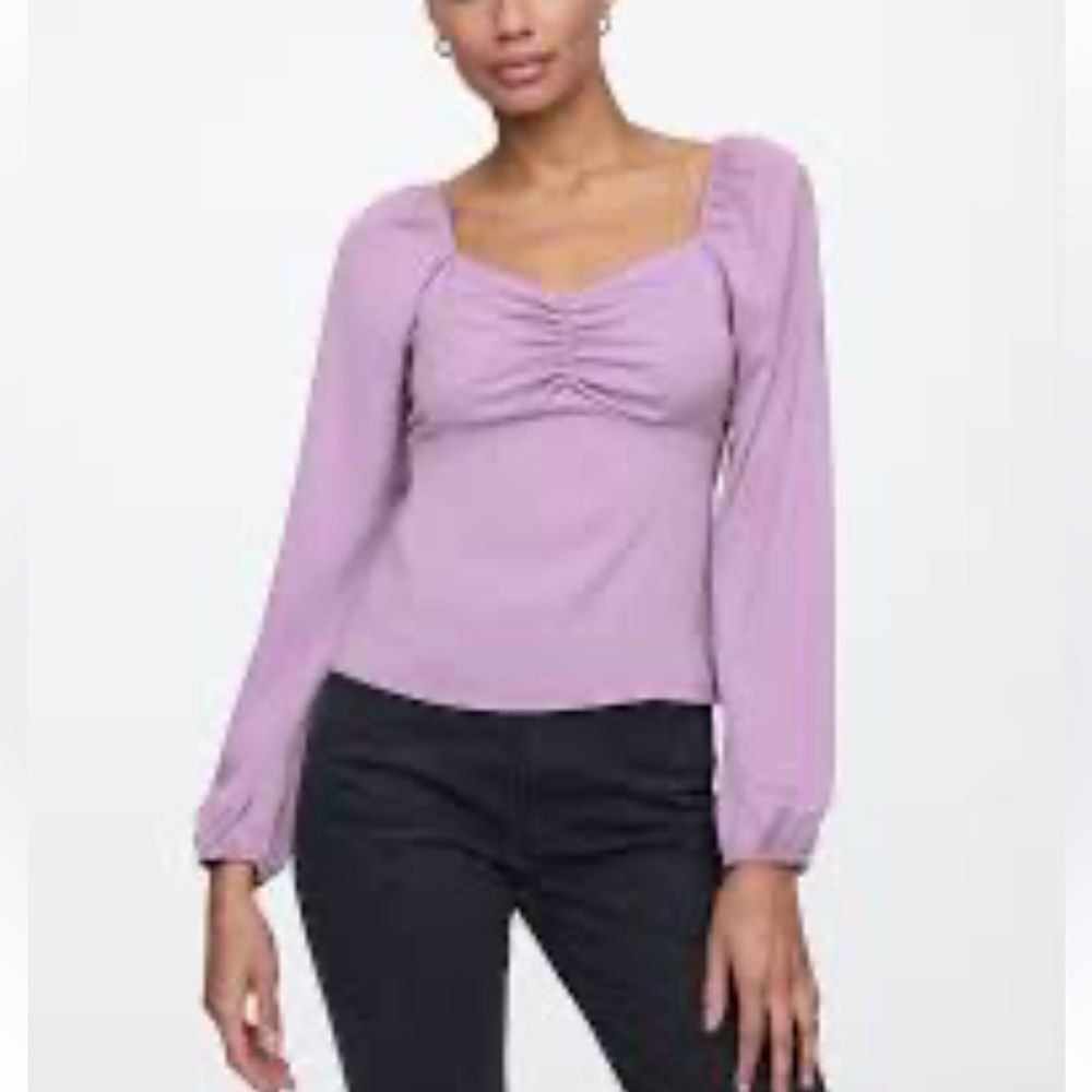 Gap Satin Puff Sleeve Sweetheart top XS new with tags